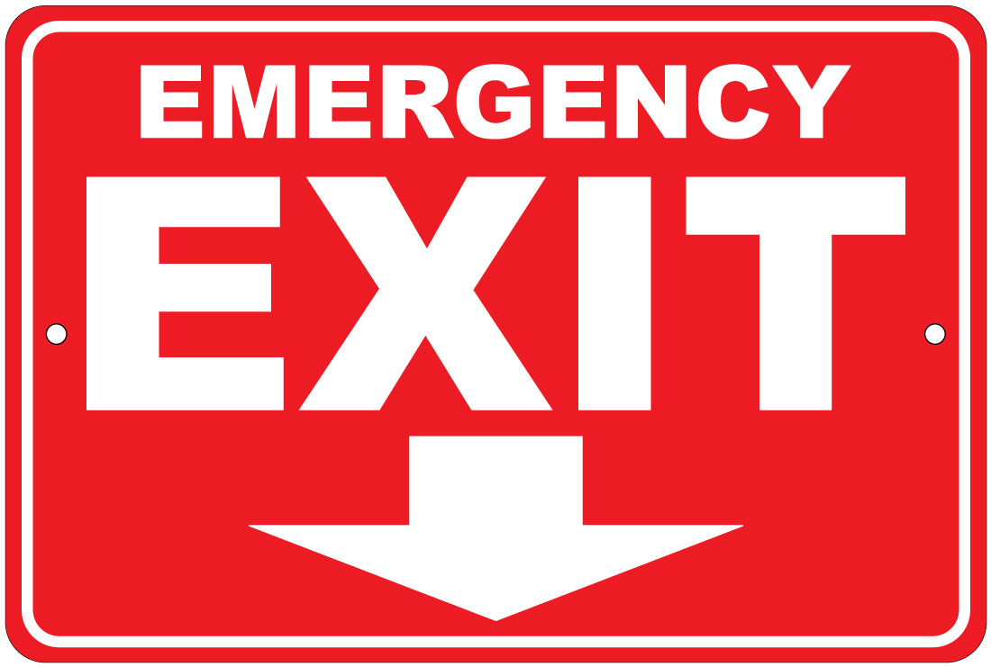 Emergency Exit (Directional Arrow) Notice 8"x12" Aluminum Sign eBay