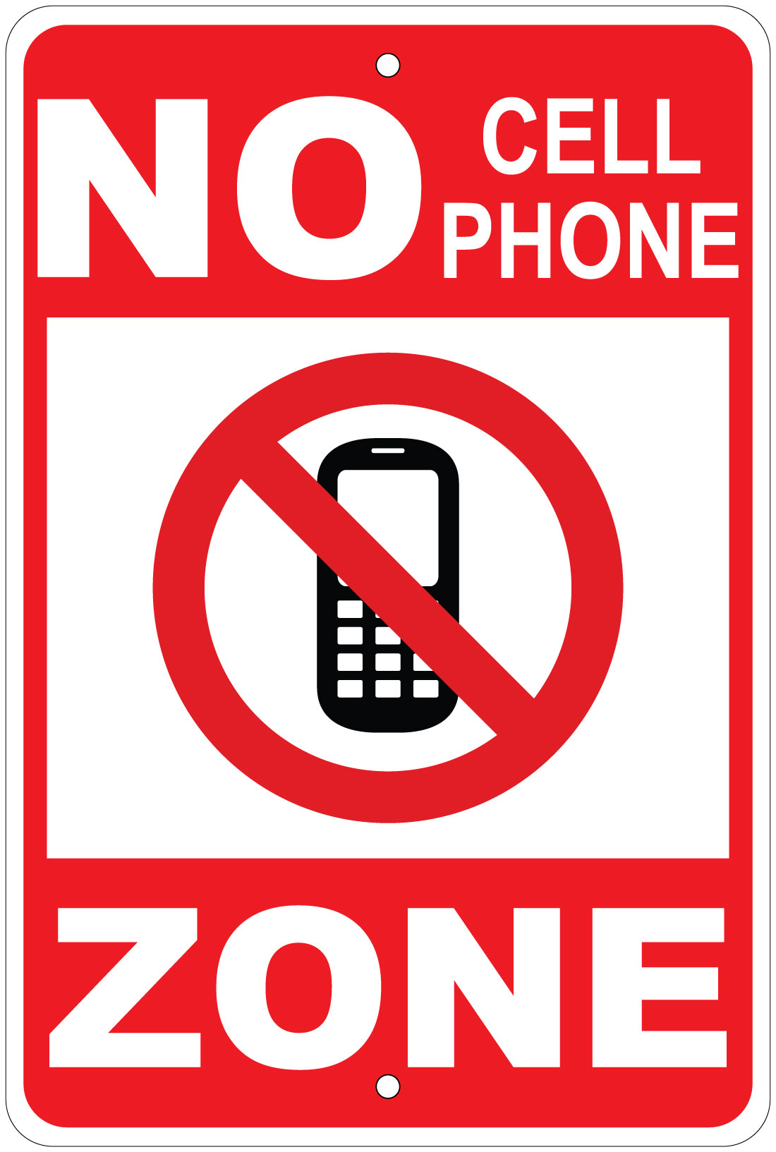 No Cell Phone Zone Notice 8"x12" Aluminum Sign eBay